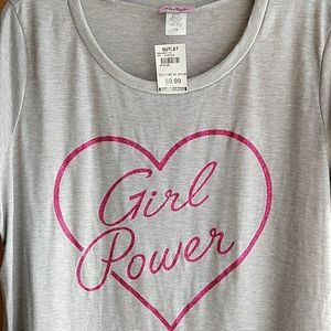 Miss Popular, Jr 2X gray/sparkle pink heart shirt
